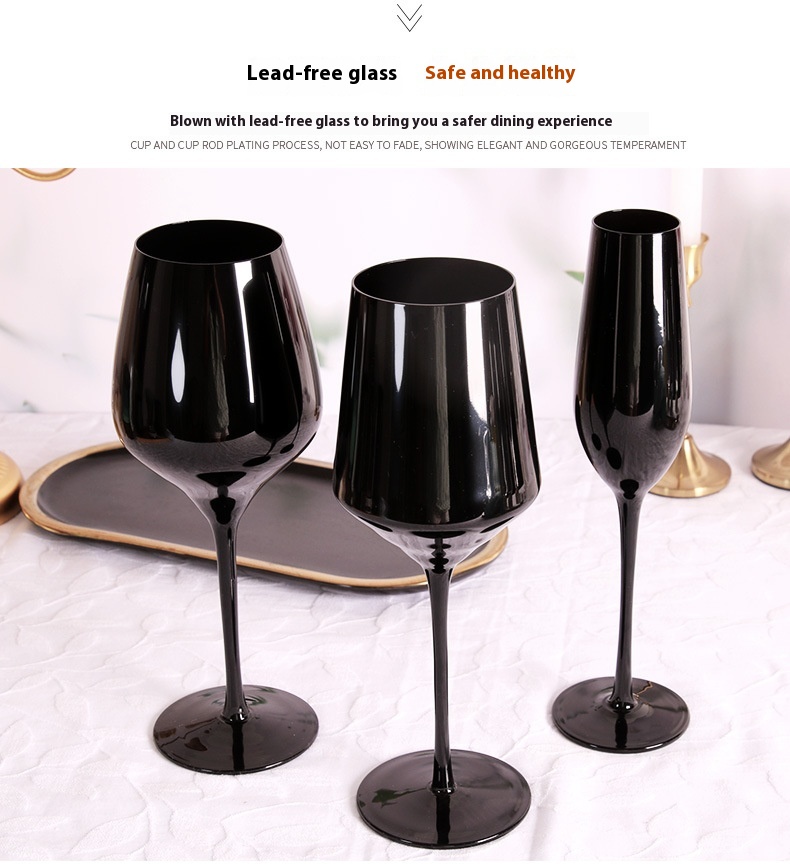 Title 5, Household Black Crystal Glasses Goblets Wine Glass