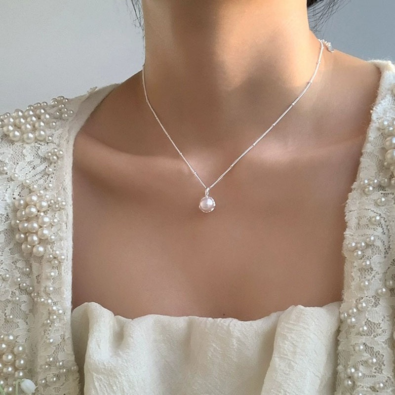 S925 Sterling Silver Single Freshwater Pearl Necklace For Women Irregular