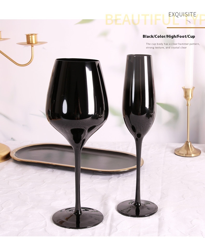 Title 8, Household Black Crystal Glasses Goblets Wine Glass