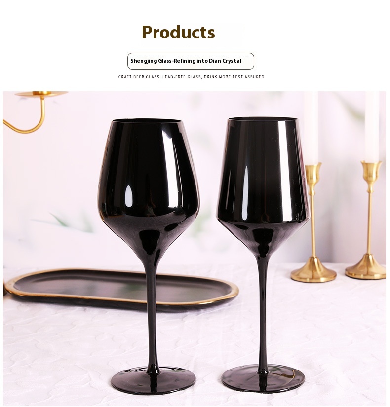 Title 6, Household Black Crystal Glasses Goblets Wine Glass