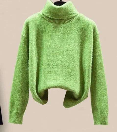 Women's Padded Jacket Sweater Set Made Of Cotton Green Sweater - Shop at LoveMi