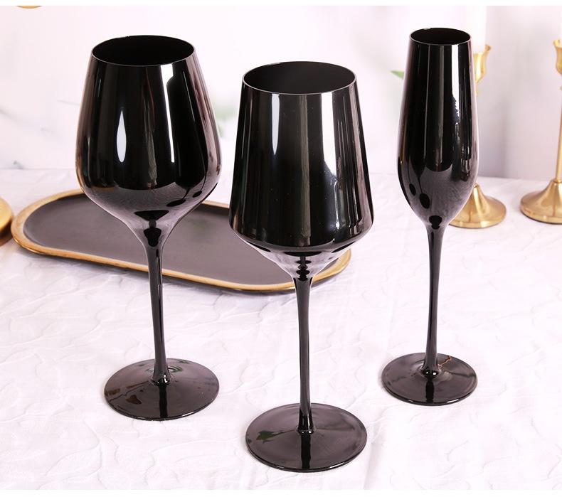 Title 2, Household Black Crystal Glasses Goblets Wine Glass