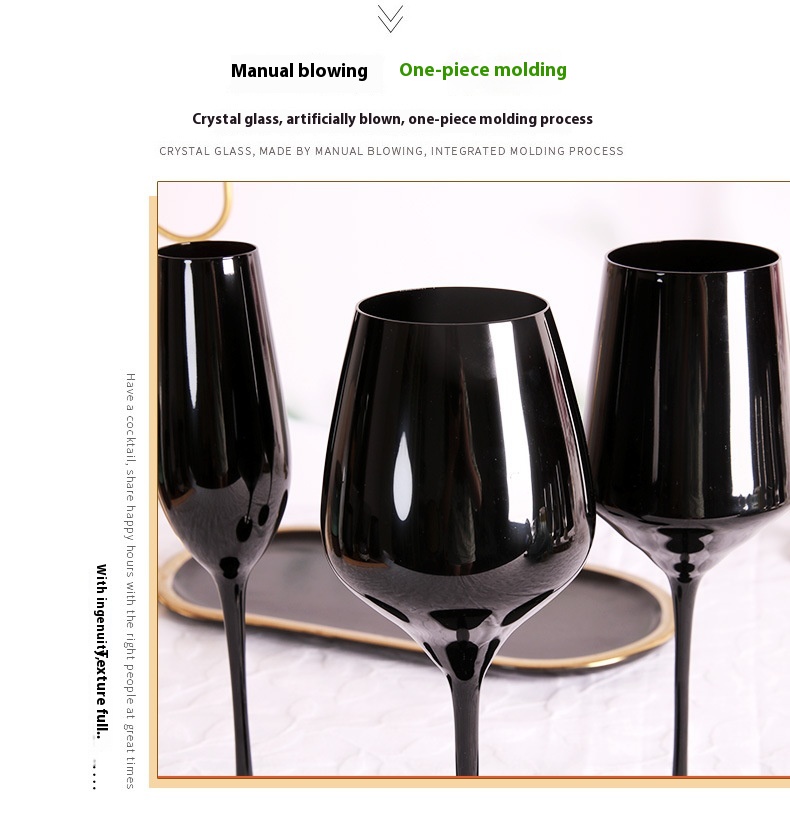 Title 4, Household Black Crystal Glasses Goblets Wine Glass