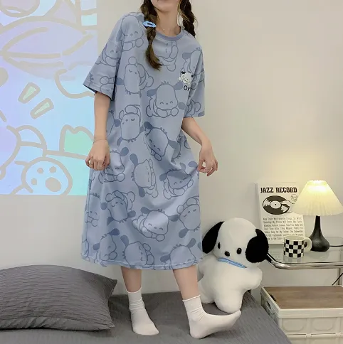 Home Wear Thin Short Sleeve Loose Plus Size Plump Girls Women's Pajamas 026Color - Shop at LoveMi