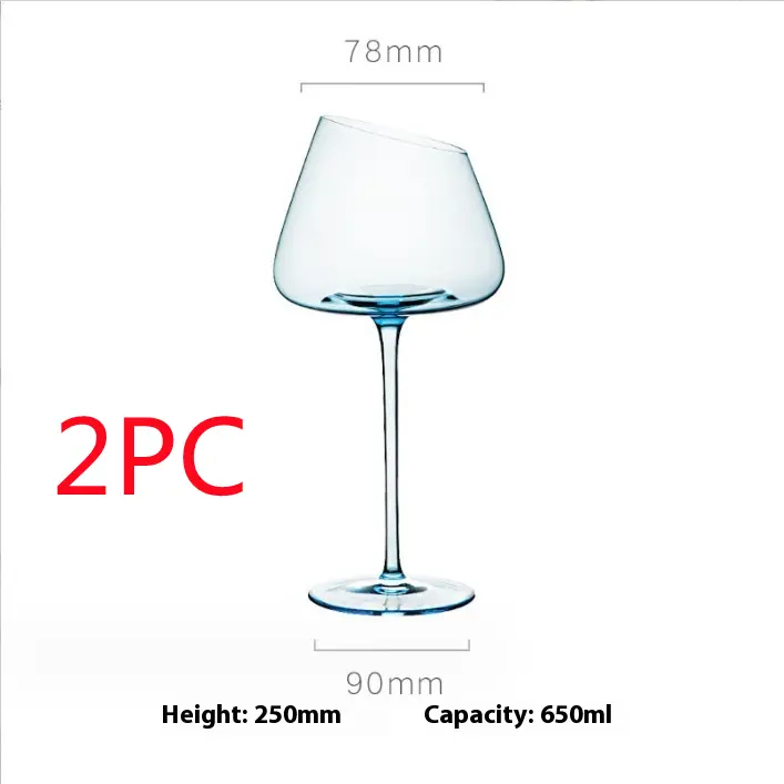 Klein Blue Crystal Glass Goblet Red Grape Wine Glass — 250 Blue Red Wine Glass, 2PCS
