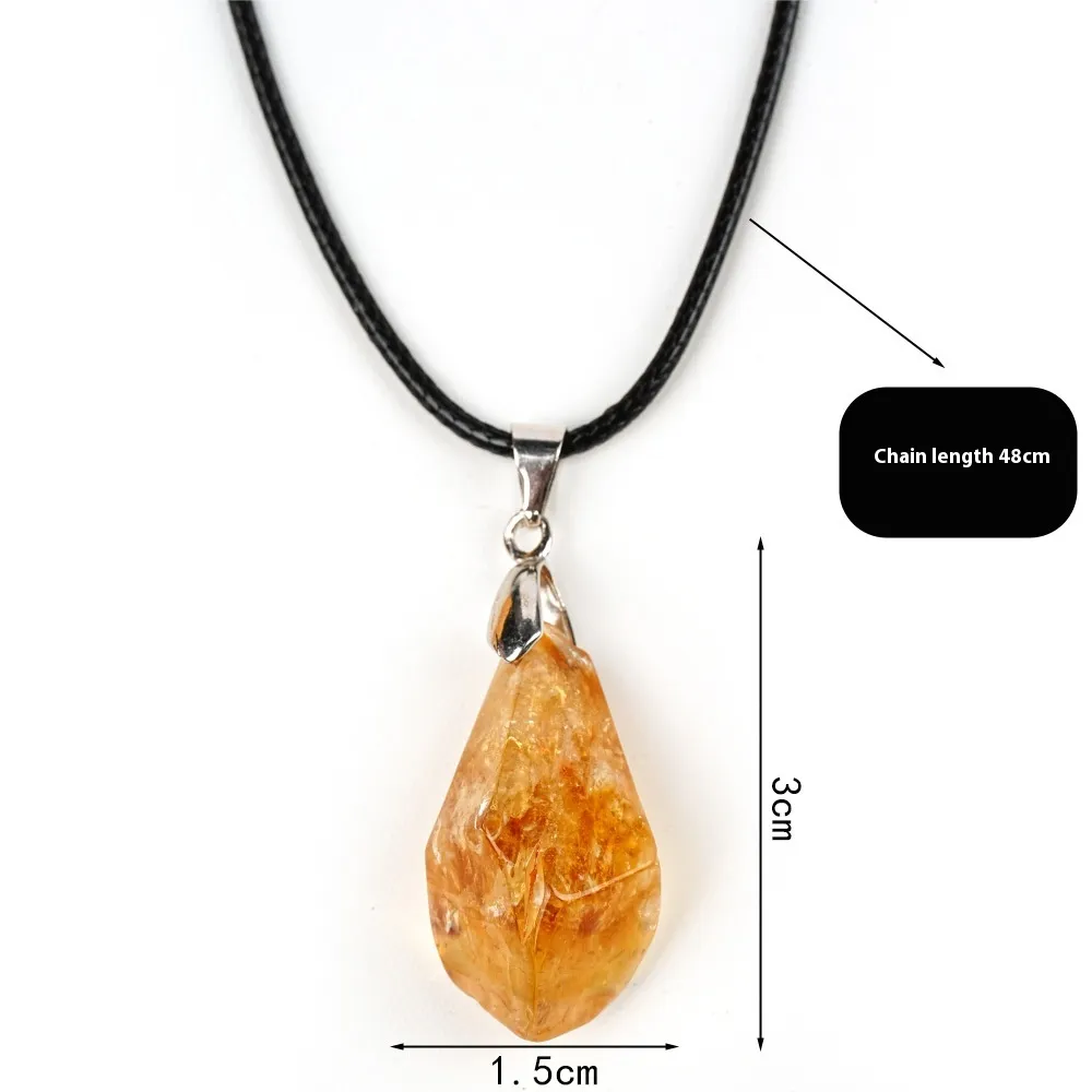 Natural Citrine Cluster Pendant Irregular Raw Stone Necklace - Yellow Tower Crystal