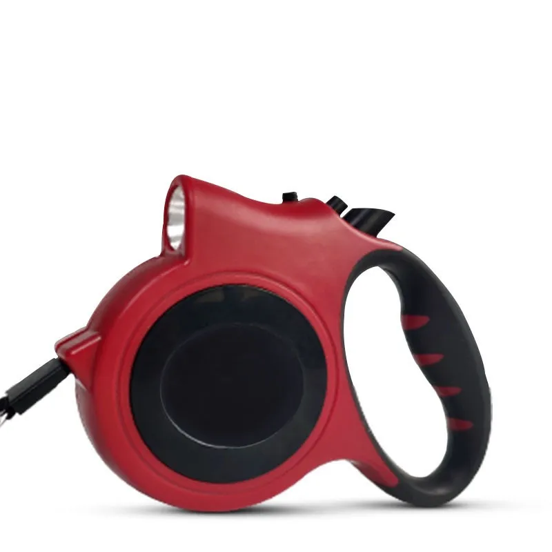 Automatic Retractable Cat Traction Belt Dog Hand Holding Rope Lengthened Dog Leash 5m Pet Supplies - Electronic Light Style Red