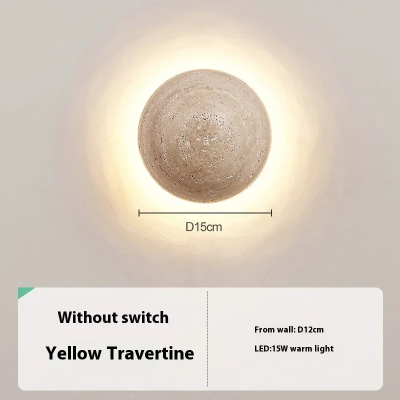 Simple Vintage Ornament Semicircle Yellow Cave Stone Wall Lamp