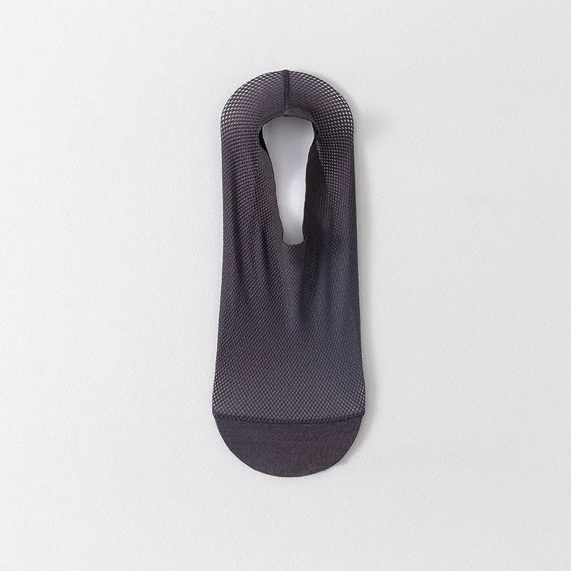 Thin Ice Silk Socks Mesh Breathable Cotton Bottom Non-slip Shallow Mouth Invisible Tight - Dark Gray