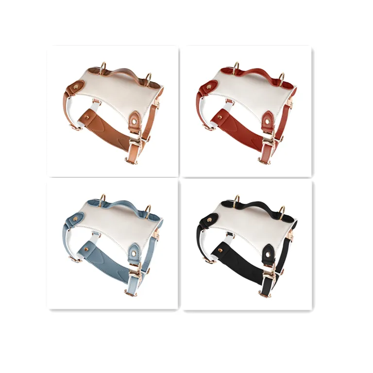 Leather Pet Vest Type Lead Rope Chest Strap - Set