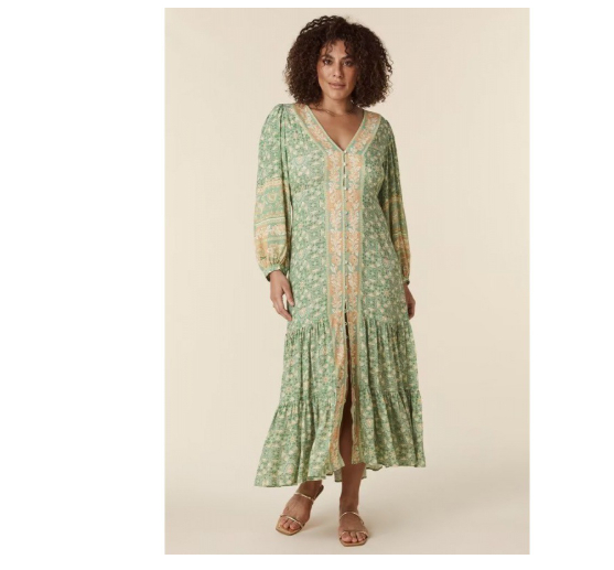 Cotton Princess-Sleeve Long Dress, picture 6 of 9