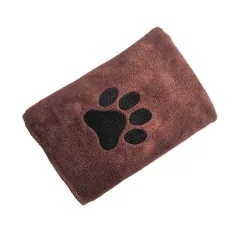 Dog Cat Quick-drying Bath Towel Soft Absorbent Coral Fleece Pet Bath Towel - Coffee - View 1