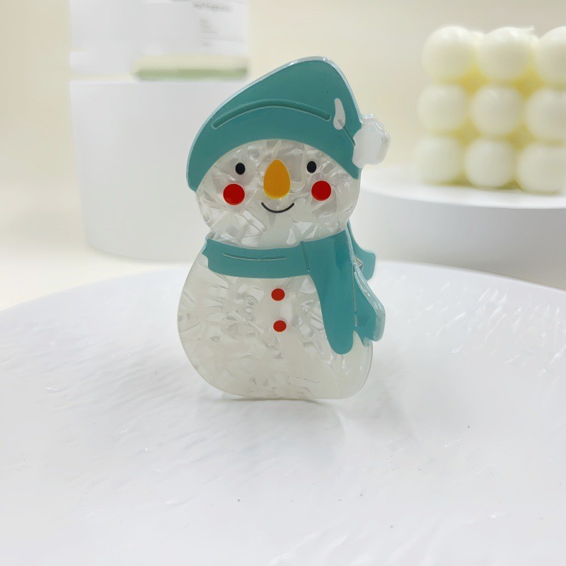 新款圣诞可爱小雪人发夹女后脑勺盘发鲨鱼夹网红头饰发卡夹子发饰
