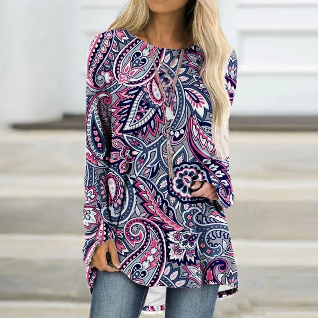 Women's 3D Printed Round Neck Long Sleeve Pullover T shirt Rq2381183 4Xl - Shop at LoveMi