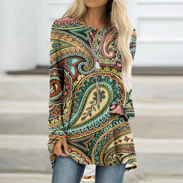Women's 3D Printed Round Neck Long Sleeve Pullover T shirt Rq2381184 S - Shop at LoveMi
