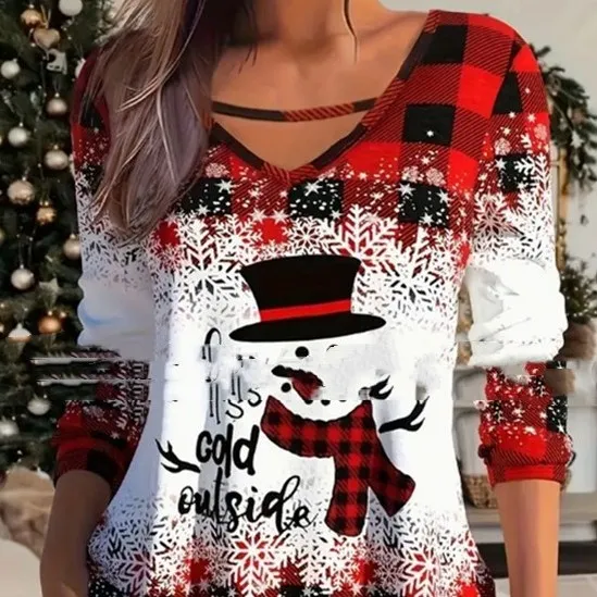 Christmas Women's T shirt Knitwear Long Sleeve Color - Shop at LoveMi