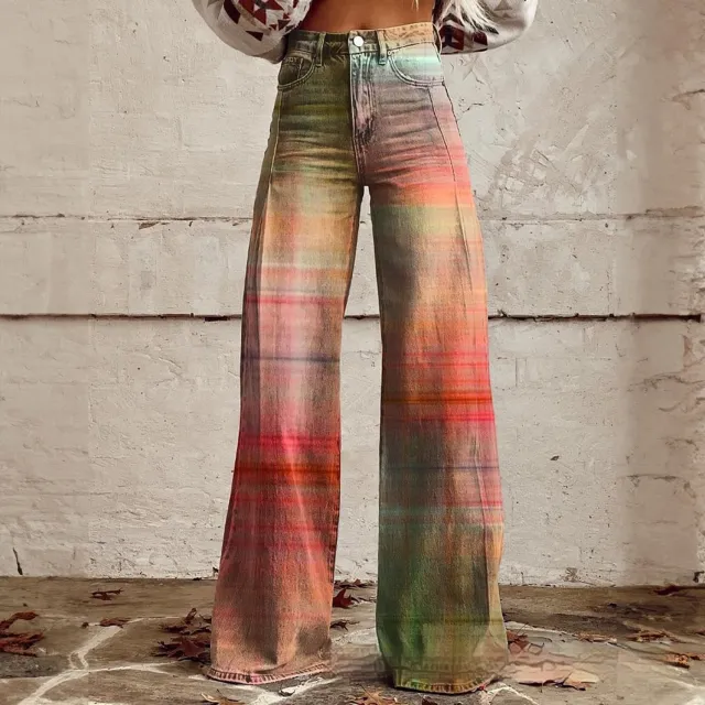 Foreign Trade Plus Size Women's Casual Pants Thin Imitation Jeans Wide Leg Imitation Denim 16 5Xl - Shop at LoveMi