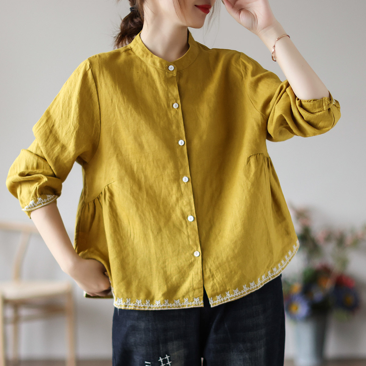 Title 6, Vintage Embroidered Cardigan Loose Casual Top