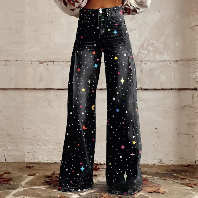 Foreign Trade Plus Size Women's Casual Pants Thin Imitation Jeans Wide Leg Imitation Denim 17 Xl - Shop at LoveMi