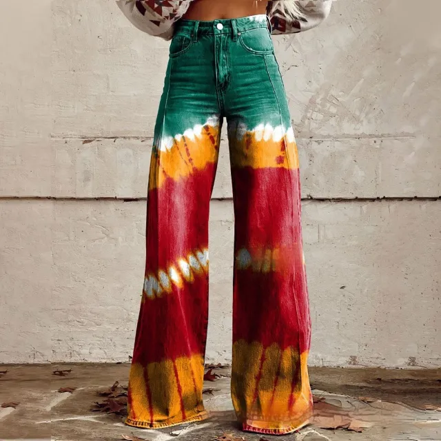 Foreign Trade Plus Size Women's Casual Pants Thin Imitation Jeans Wide Leg Imitation Denim 1 5Xl - Shop at LoveMi