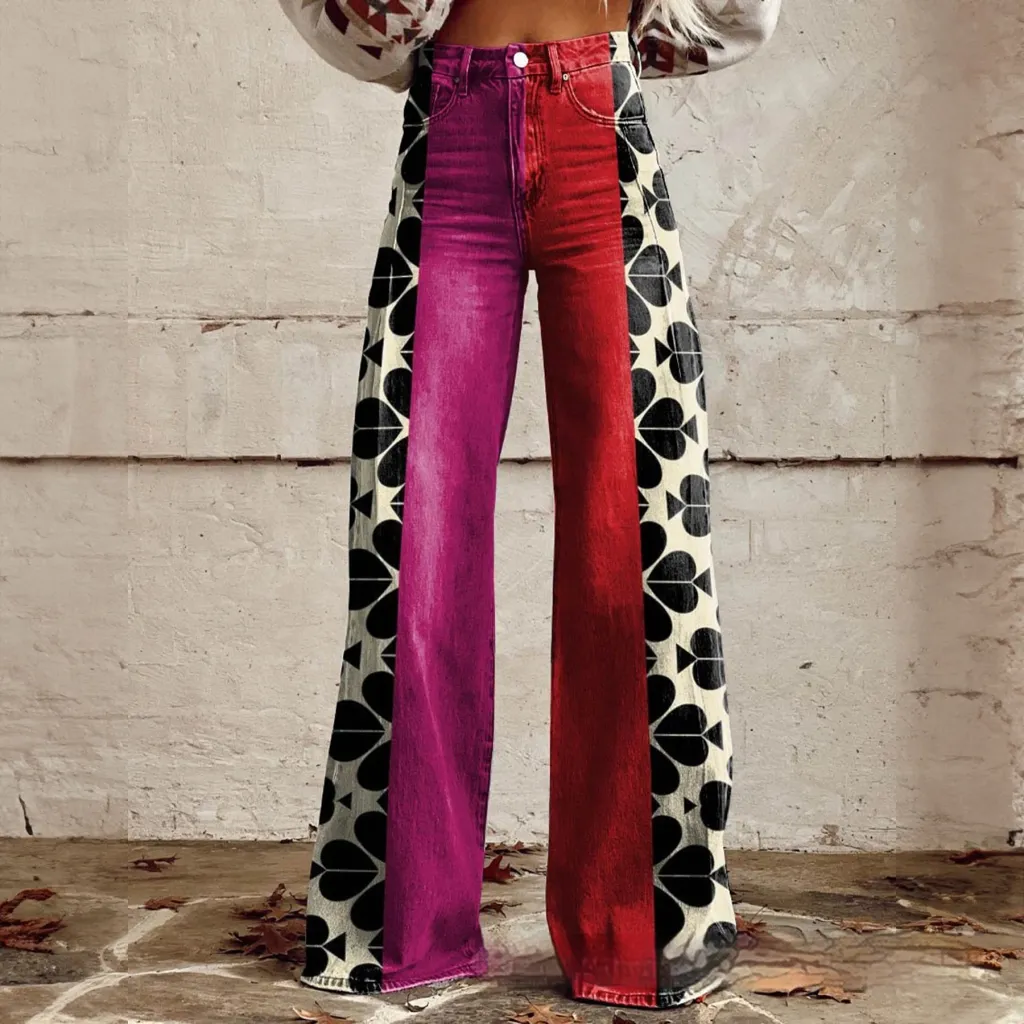Foreign Trade Plus Size Women's Casual Pants Thin Imitation Jeans Wide Leg - Imitation Denim 6-4Xl