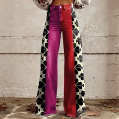 Foreign Trade Plus Size Women's Casual Pants Thin Imitation Jeans Wide Leg - Imitation Denim 6-4Xl - View 1