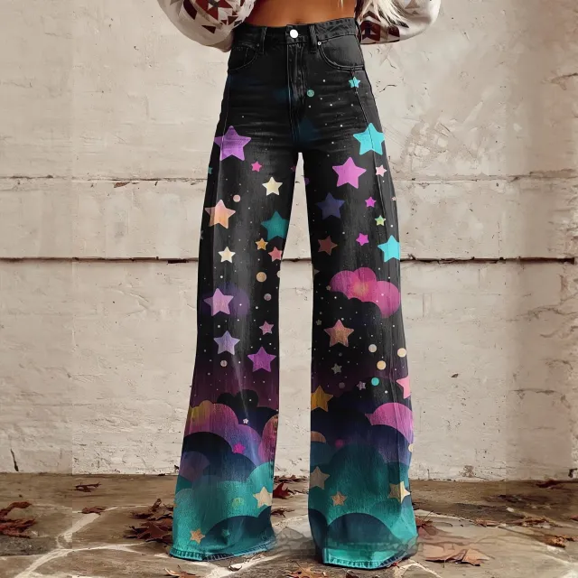 Foreign Trade Plus Size Women's Casual Pants Thin Imitation Jeans Wide Leg Imitation Denim 18 3Xl - Shop at LoveMi