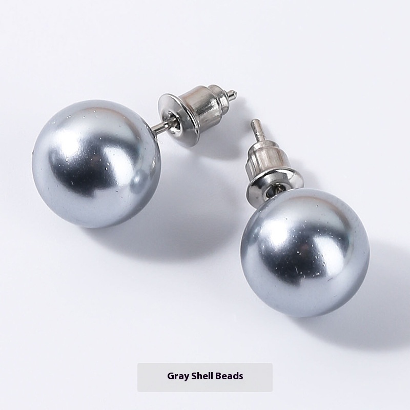 Gray Ball Stud Earrings