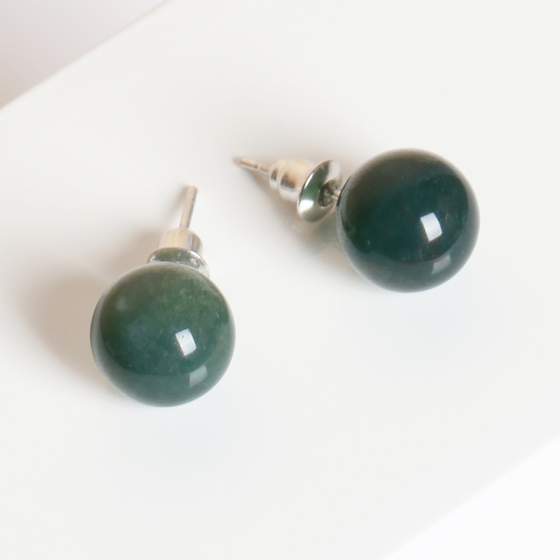 Agate Ball Stud Earrings