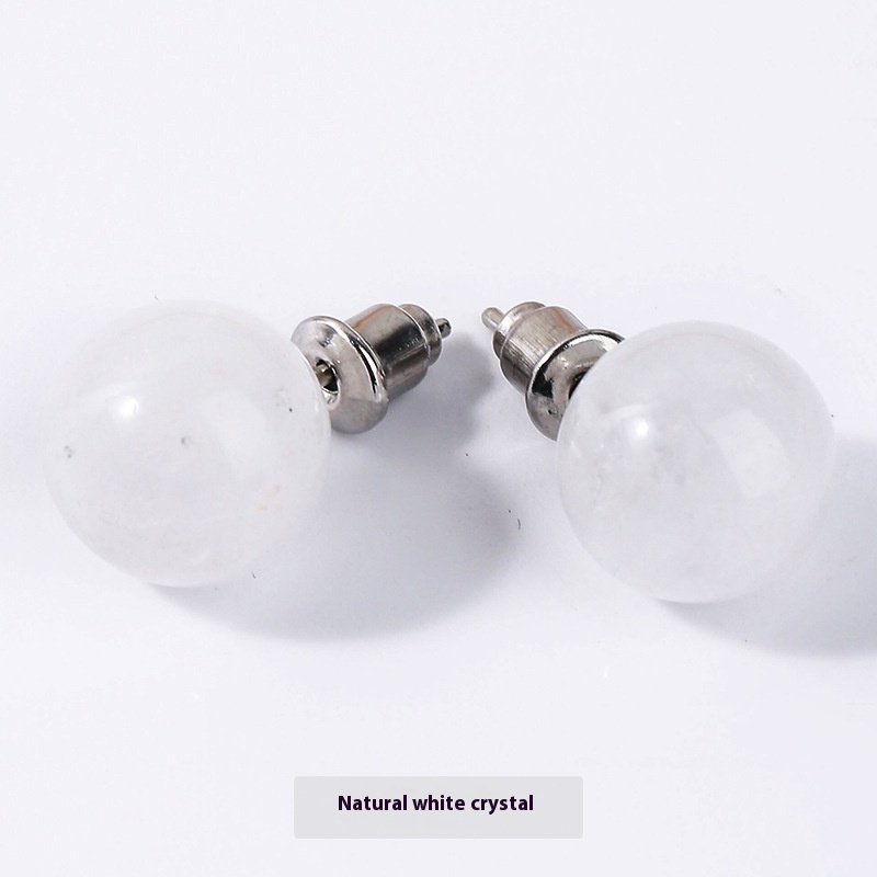 White Sand Ball Stud Earrings