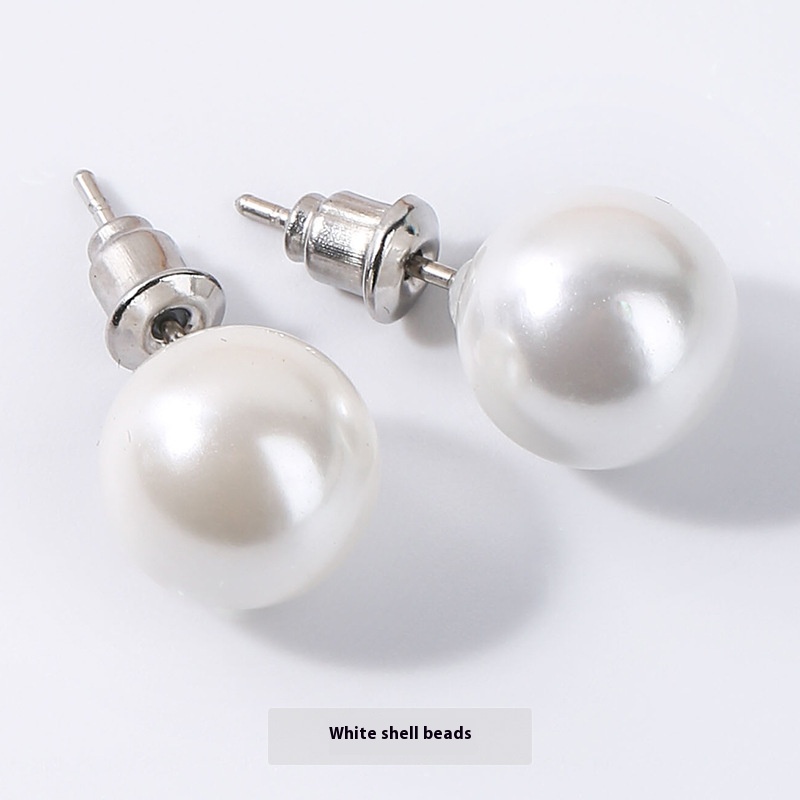 White Ball Stud Earrings