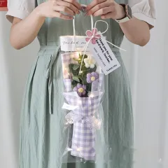 Wool Bouquet Artificial Flower Knitted Puff Flower Finished Hand-woven Gift - Purple - View 1