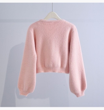 Short Artificial Mink Fur Sweater Coat
