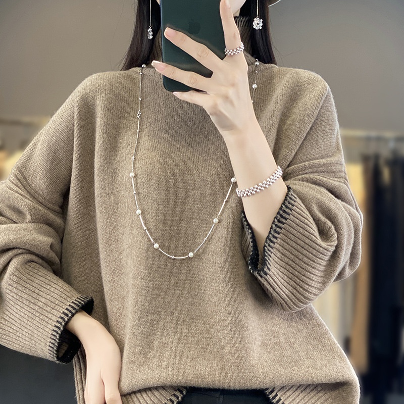 Title 6, Loose And Idle Thickened Knitting High Collar W...