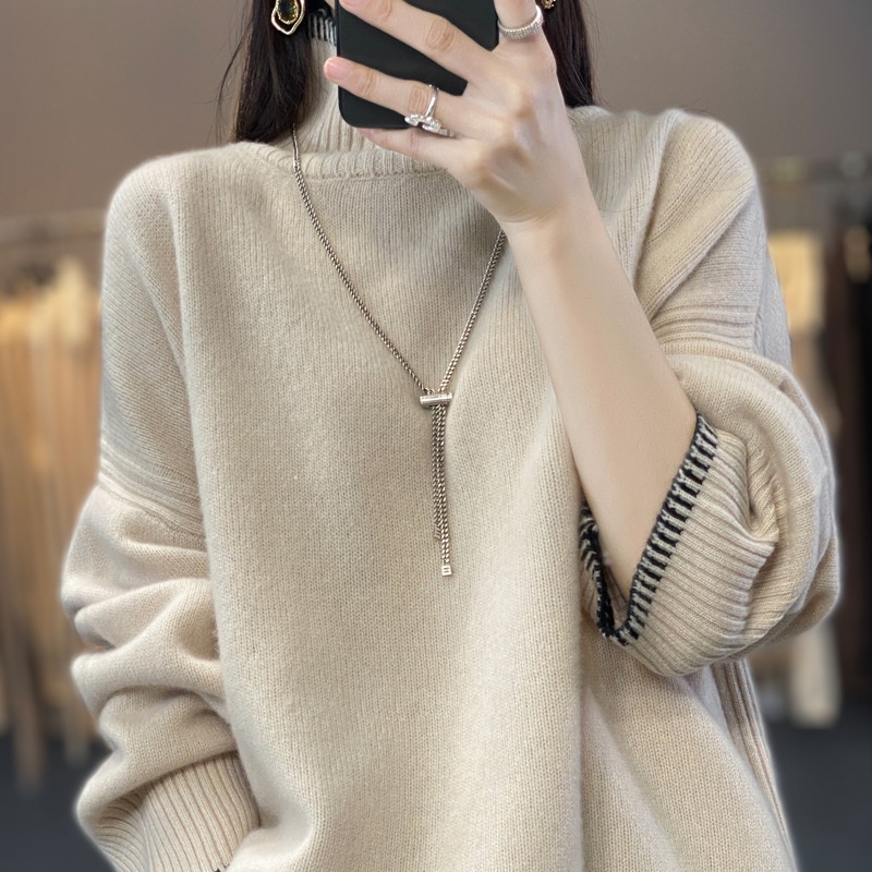 Title 5, Loose And Idle Thickened Knitting High Collar W...