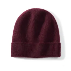 Pure Cashmere Hat Women's Thickened Wool Knitted Twisted Flower - Purplish Red - View 1