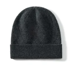 Pure Cashmere Hat Women's Thickened Wool Knitted Twisted Flower - Dark Grey - View 1