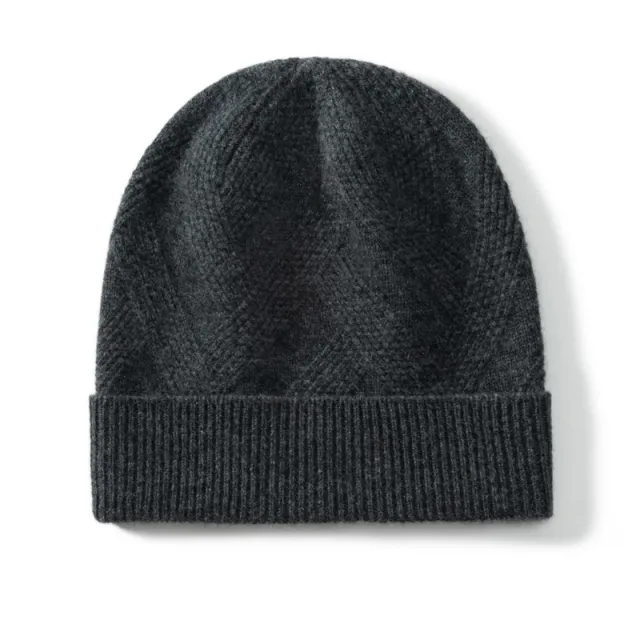 Pure Cashmere Hat Women's Thickened Wool Knitted Twisted Flower Dark Gray - Shop at LoveMi
