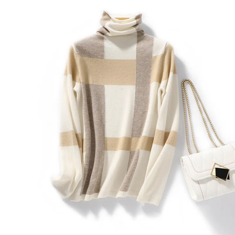 Pure Wool Sweater Matching Sweater Pile Collar Bottoming Shirt - White