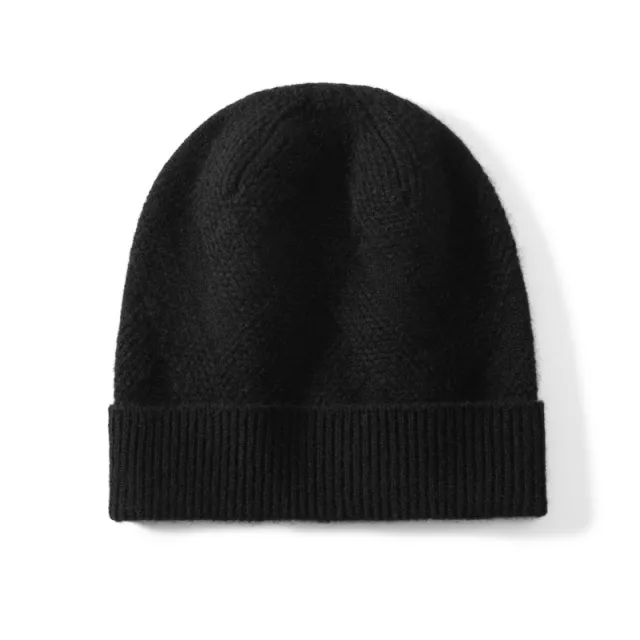Pure Cashmere Hat Women's Thickened Wool Knitted Twisted Flower Black - Shop at LoveMi