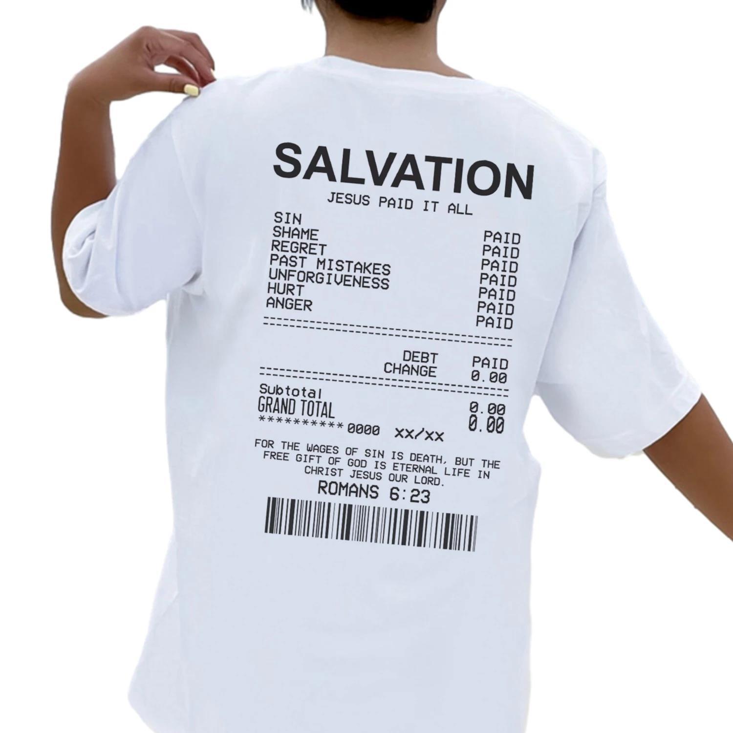 Title 2, Women Salvation Back Print Bible Verse T-Shirts...