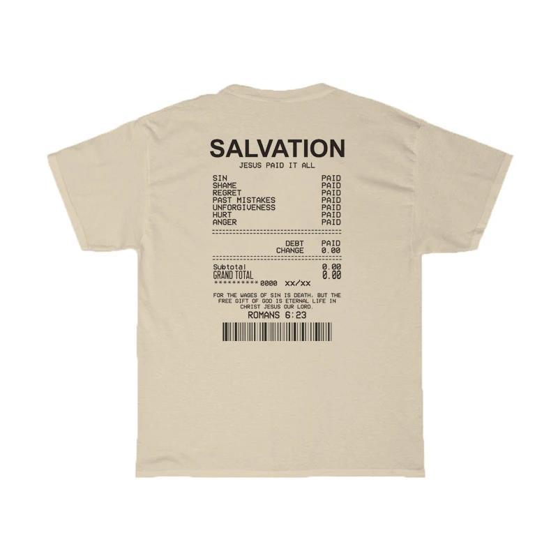 Title 4, Women Salvation Back Print Bible Verse T-Shirts...