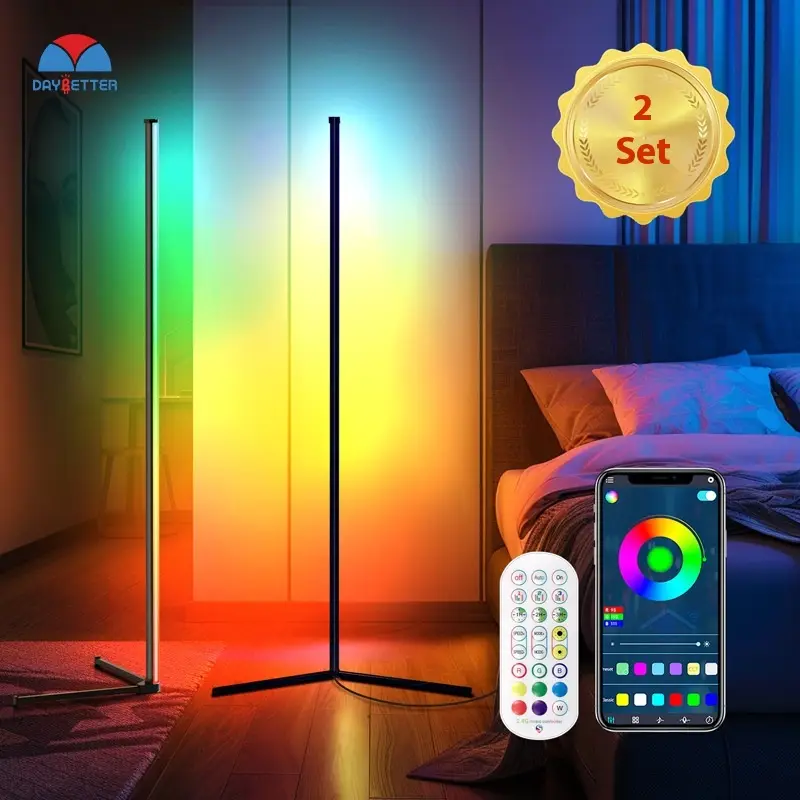LED Magic Color Floor Ambience Light RGB Bluetooth TV E-sports Room Corner Lamp Voice-controlled Sound Pickup Light