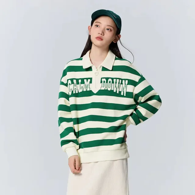 Polo Collar Alphabet Embroidery Half Zipper Velvet Hoodie White - Shop at LoveMi