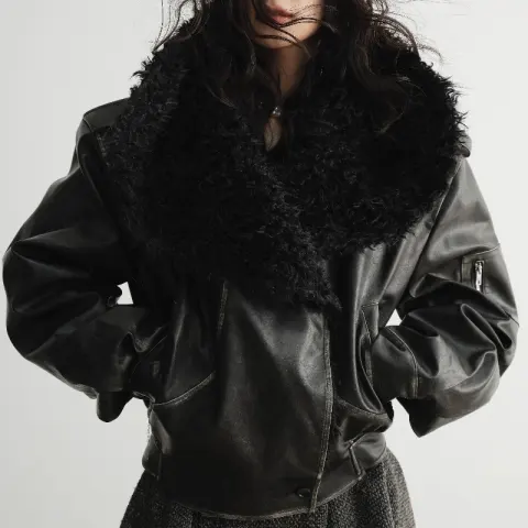 Cool Handsome Relaxed Sense Gender-free Package Big Fur Collar
