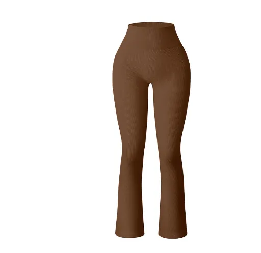 Women's Knitted Long And Micro Flared Side Pocket Pants Light Coffee - Shop at LoveMi