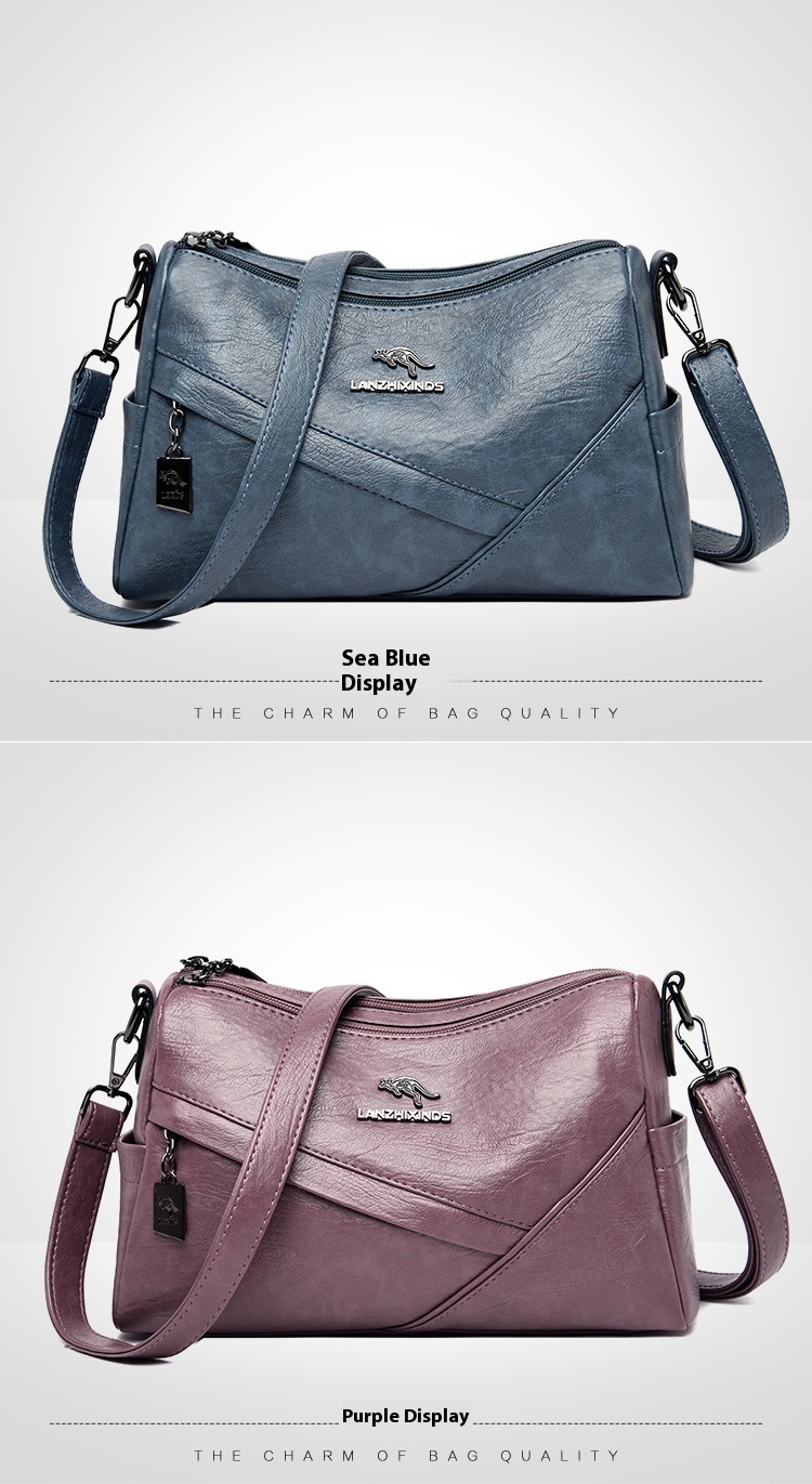 Title 7, Bolsa Crossbody de Couro Macio com Grande Capac...