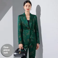 Temperament Commute Design Sense Niche Fashionable Suit - Dark Green Coat - View 1