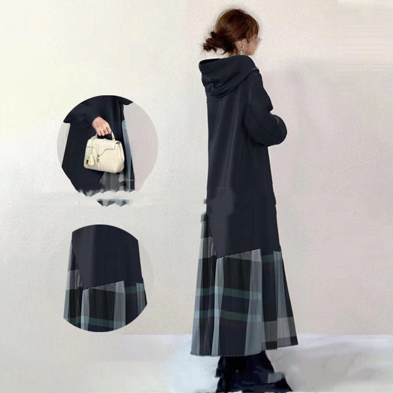 Title 4, Hooded Irregular Stitching Plaid Loose-fitting ...