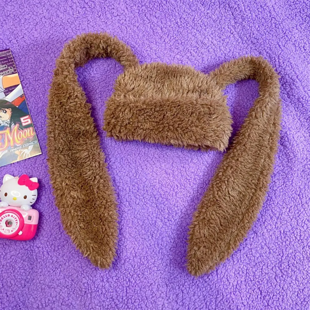 One-piece Concave Shape Kooky With Warm Berber Fleece Pullover Hat - Coffee Color